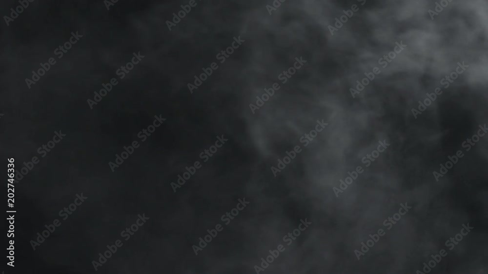 slow motion vapor steam from right side over black background