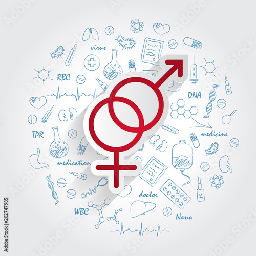 Icons For Medical Specialties. Venerology And Infections Concept. Vector Illustration With Hand Drawn Medicine Doodle. Infection, Yeast, Candidiasis, Bacteria, Candida, Gynecology, Vagina