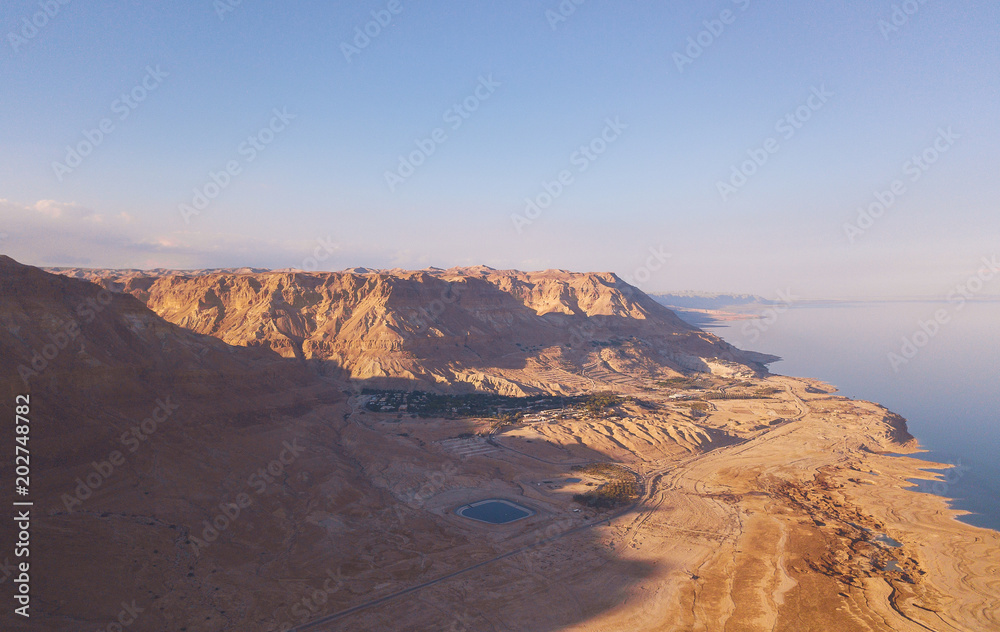 flyover of the dead sea in Israel