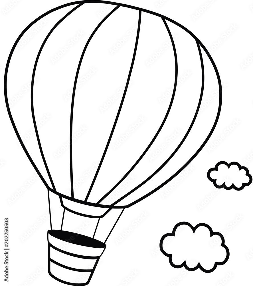 Naklejka premium Black and White Hot Hair Balloon Vector illustration 