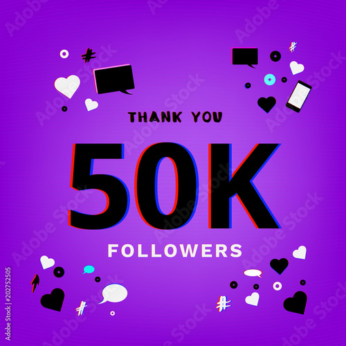 50K Followers thank you post. Vector illustration.