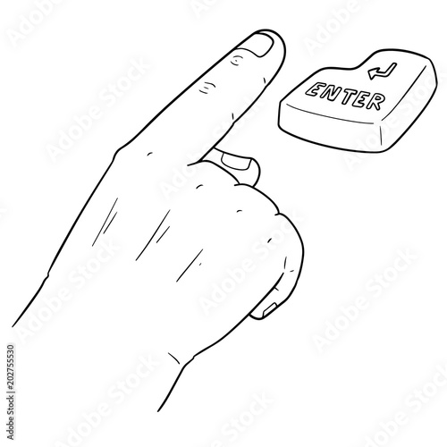 vector set of hand and enter button