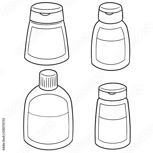 vector set of shampoo and liquid soap bottle