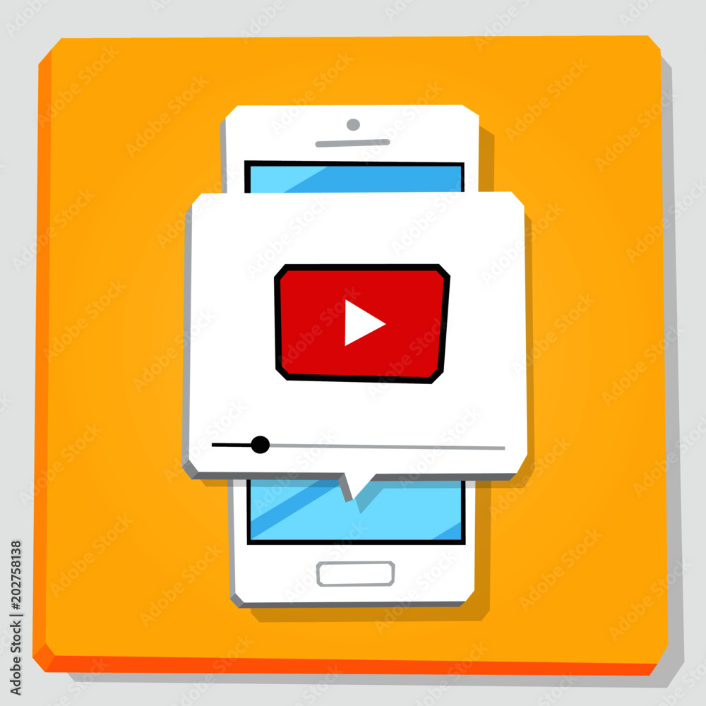 3d vector illustration of smartphone. Isometric flat design. Mobile phone window with opened video player. Video channel or movie watching. 3d vector illustration of smartphone. Isometric flat design. Mobile phone window with opened video player. Video channel or movie watching.