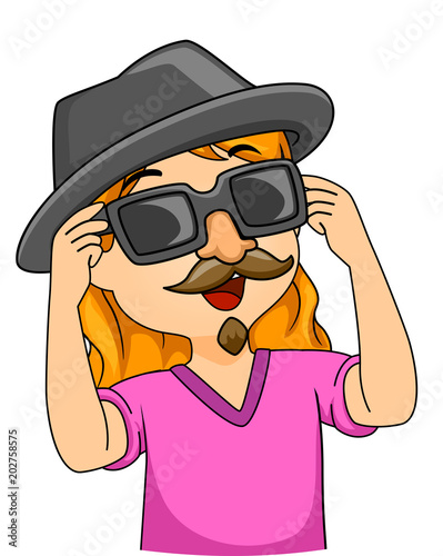 Kid Girl Disguise Illustration