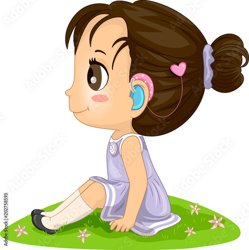 Kid Girl Hearing Aid Illustration