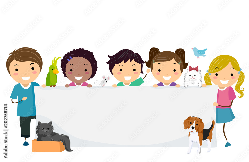 Stickman Kids Animal Rights Banner Illustration Stickman Kids Animal Rights Banner Illustration