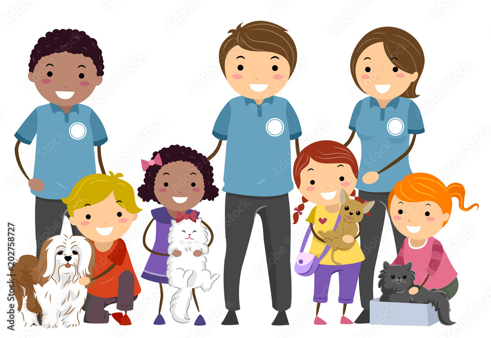 Stickman Kids Animal Shelter Pets Illustration Stickman Kids Animal Shelter Pets Illustration