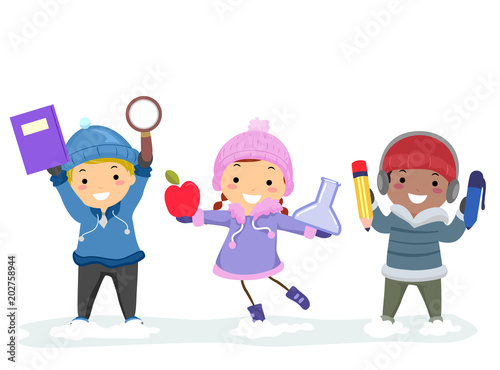 Stickman Kids Education Winter Illustration