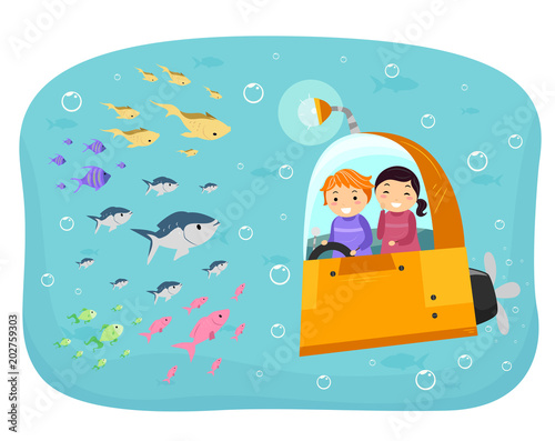 Stickman Kids Submarine Fis...