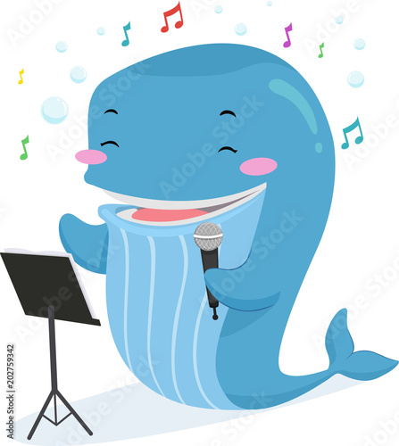 Whale Mascot Singing Illust...