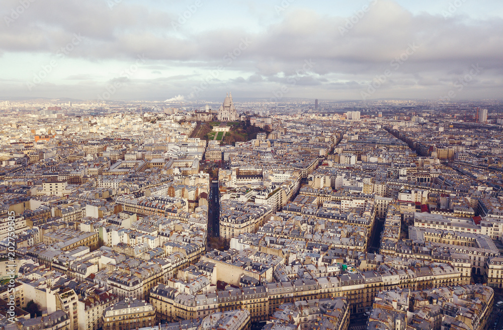 aerial view of sacre coeur in paris france