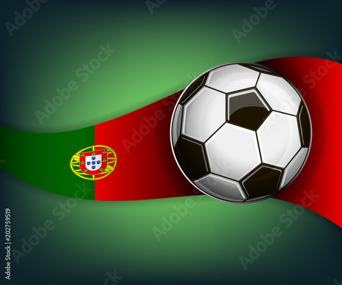 Illustration with soccer ball and flag of Portugal