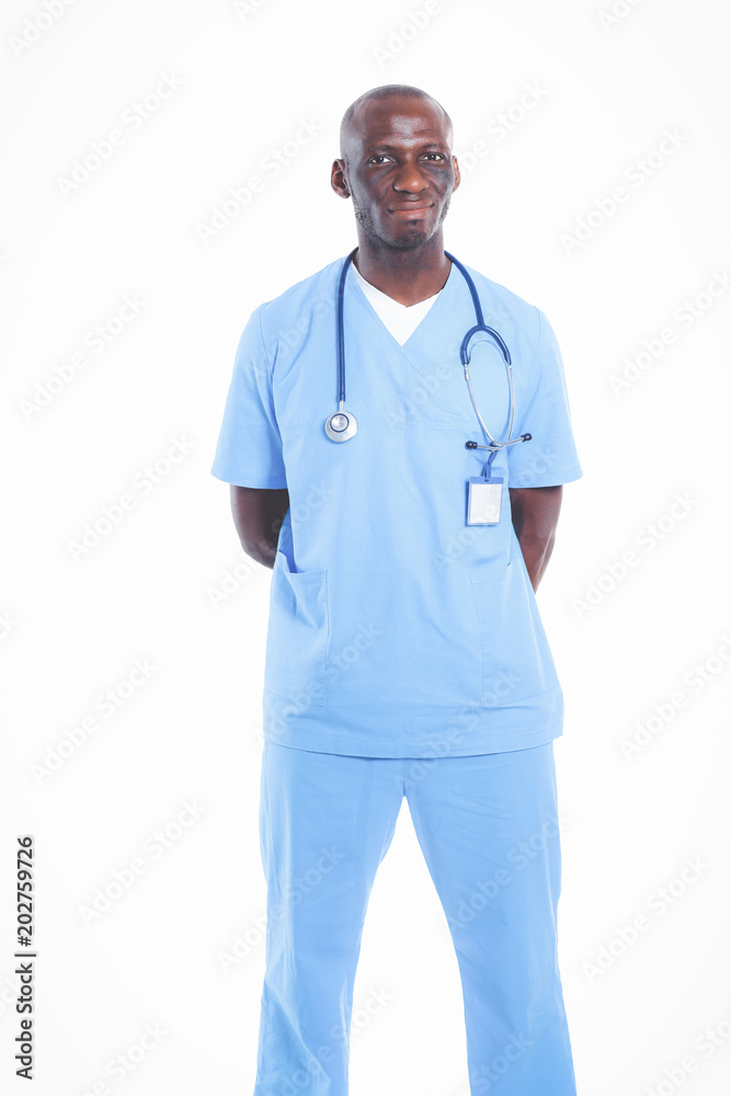 Portrait of a doctor man standing isolated on white background. Doctor. Clinic Portrait of a doctor man standing isolated on white background. Doctor. Clinic