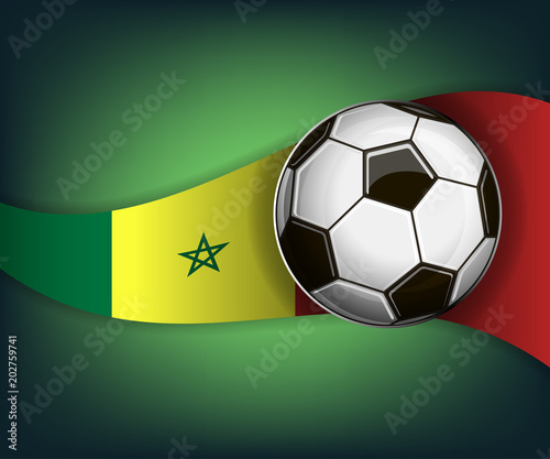 Illustration with soccer ball and flag of Senegal