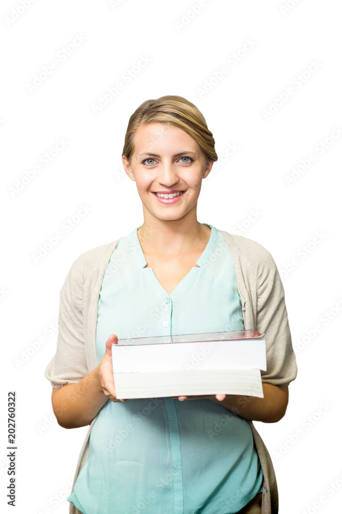 Smiling student against white background with vignette Smiling student against white background with vignette
