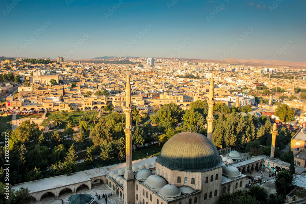 Fototapeta premium Urfa from the city castle and Rizvaniye mosque