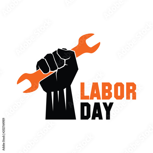 labor day hand wrench vector logo