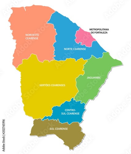 ceara colorful administrative and political vector map, brazil