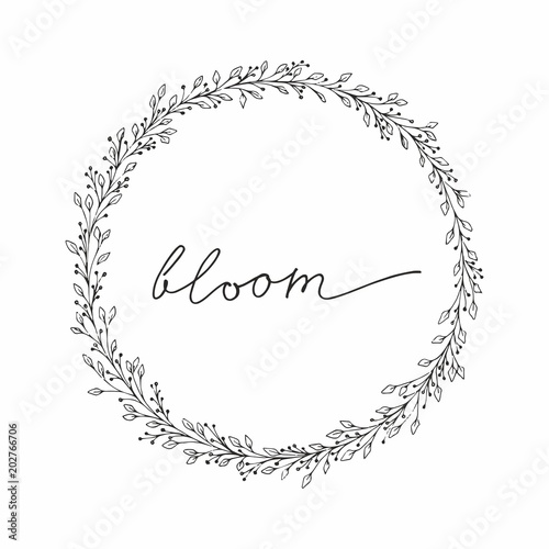 Flower wreath. Vector illustration. Hand drawing for the design