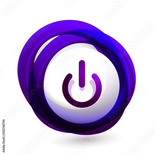 Glass transparent effect power start button, on off icon, vector UI or app symbol design