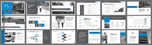 Blue and grey consulting or marketing concept infographics set