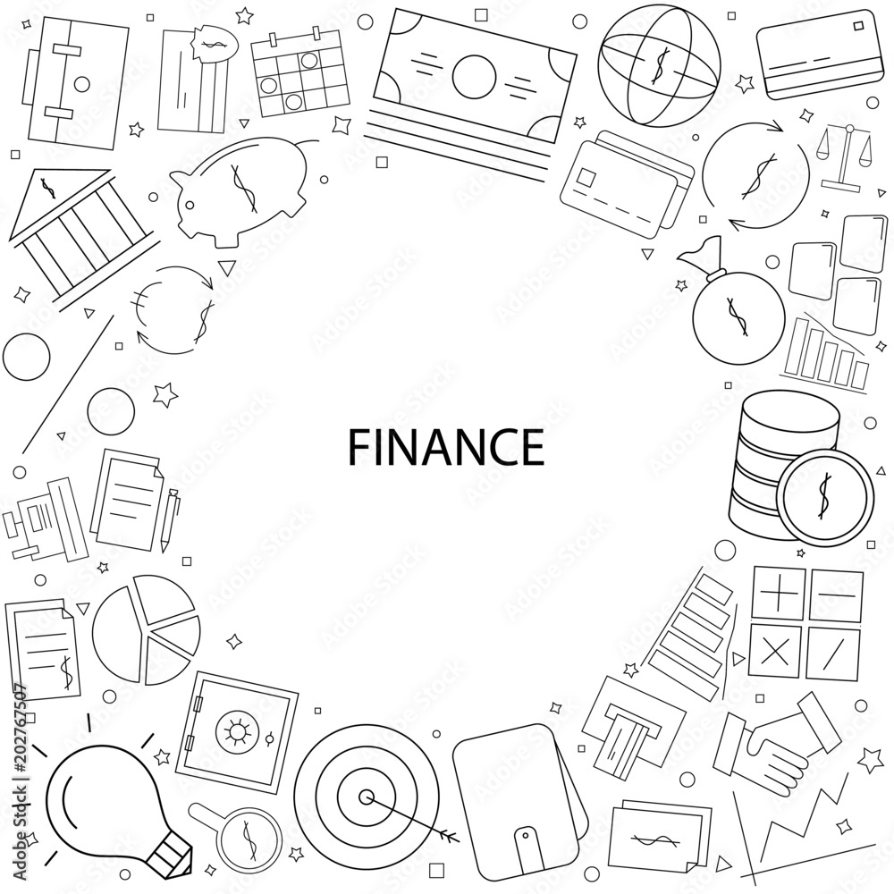 Finance background from line icon. Linear vector pattern