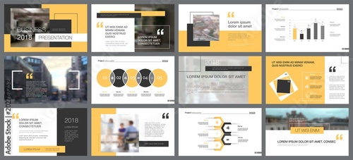 Yellow and black design elements for slide templates