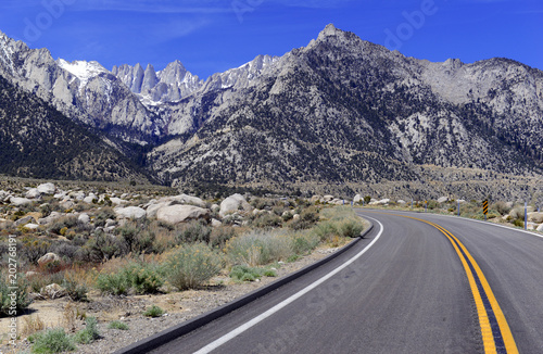 Mount Whitney and the Alabama Hills, California 14er, state high point and highest peak in the lower 48 states, located in the Sierra Nevada Mountains