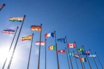 flag of the world with blue sky