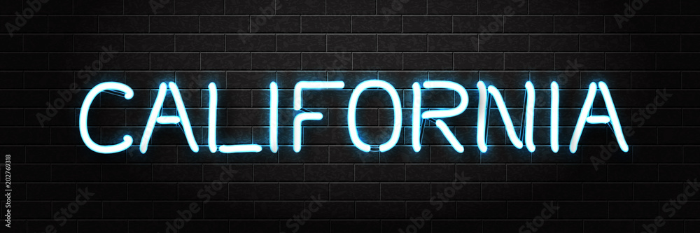 Φωτογραφία Vector realistic isolated neon sign of California lettering logo for decoration and covering on the wall background