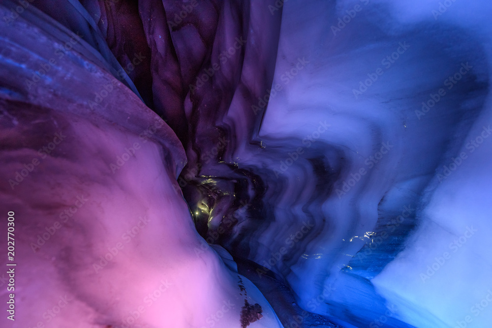 Obraz premium The polar arctic Northern lights ice cave in Norway Svalbard in Longyearbyen city 