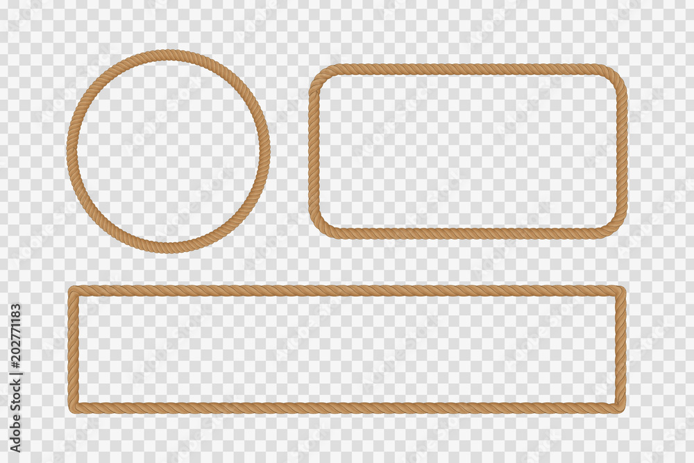Φωτογραφία Vector realistic isolated rope frames for decoration and covering on the transparent background