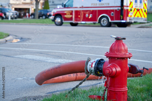 Fire Hydrant In Use During a Structure Fire