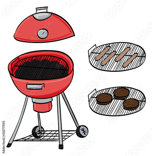 Barbecue with hot dogs and burgers