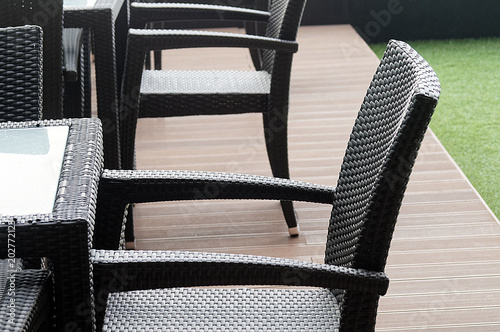 Black chair in the garden