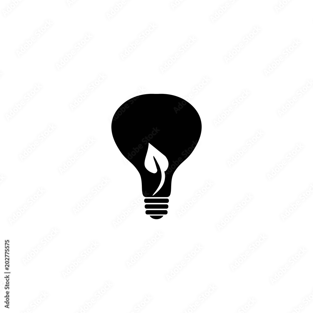 Bulb With Leaf Icon. flat design