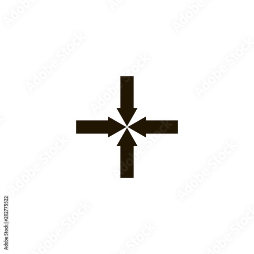 Arrows appointing to center icon. flat design