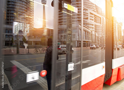 Photography Modernized street car in Toronto downtown