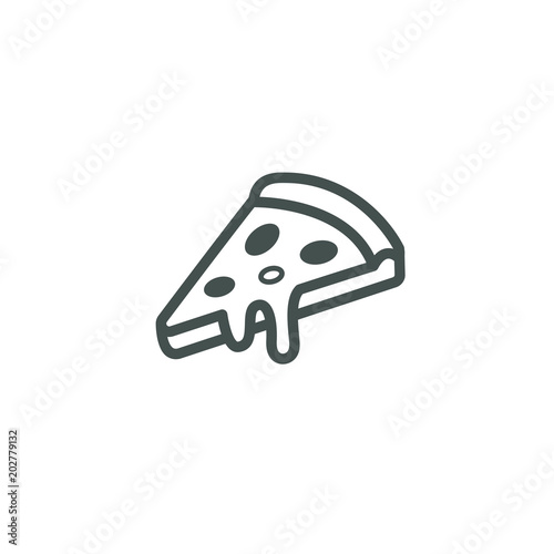 black and white frameless linear icon of a slice of pizza