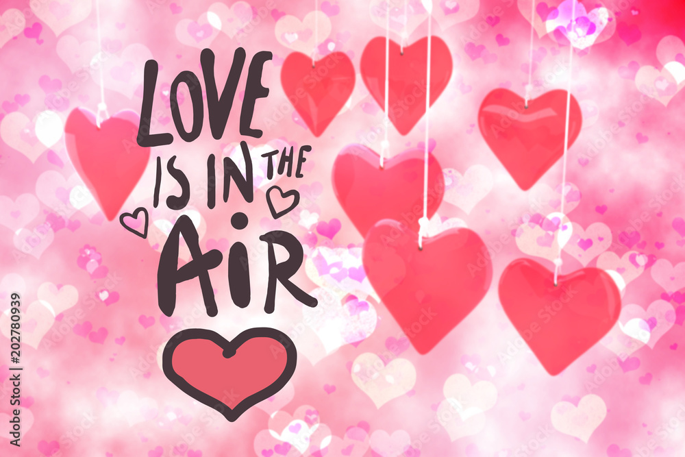 love is in the air against digitally generated girly heart design