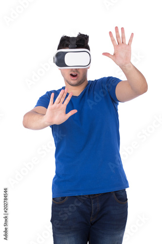frightened VR glasses player