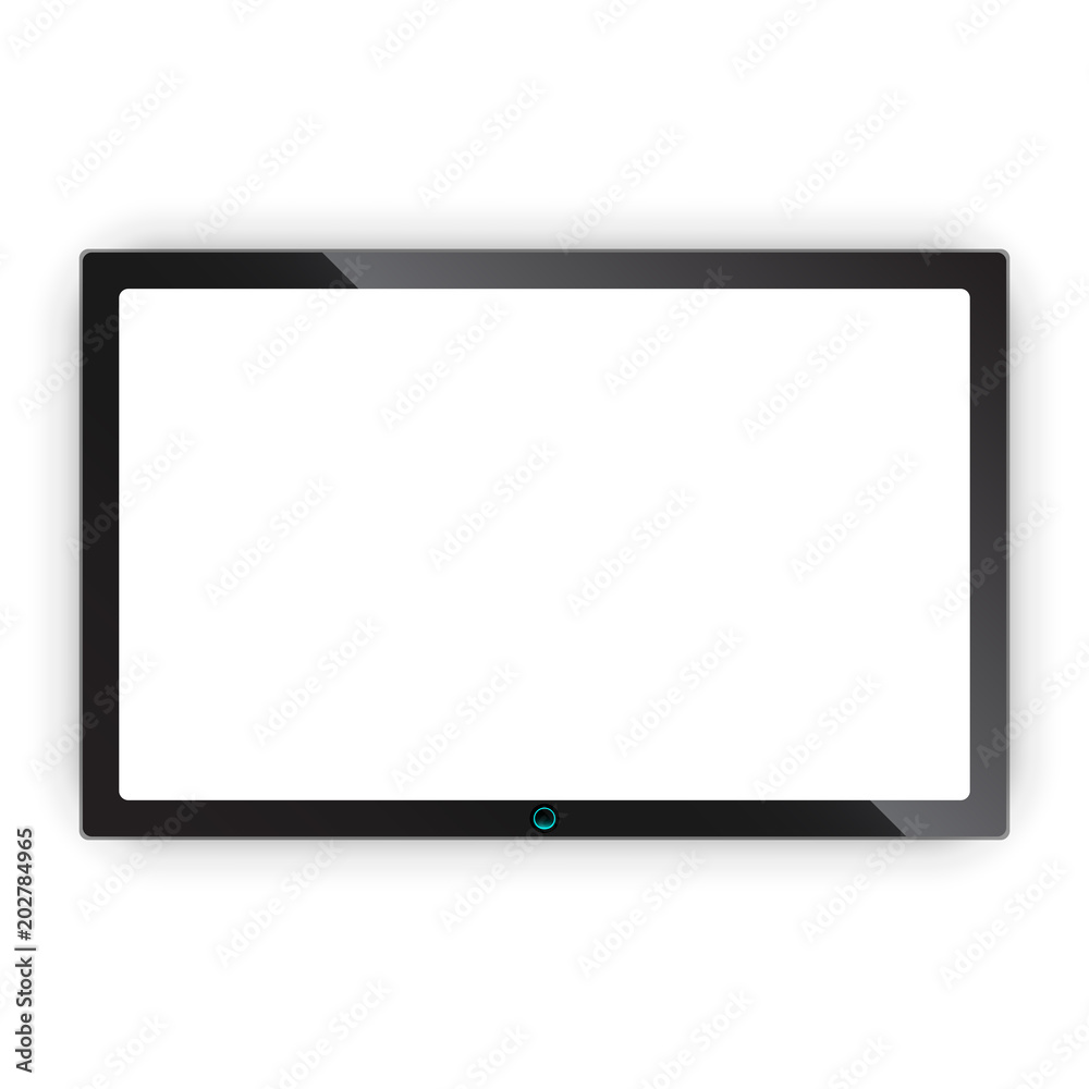 Realistic tv screen vector icon in flat style. Monitor plasma illustration on white isolated background. Tv display business concept.