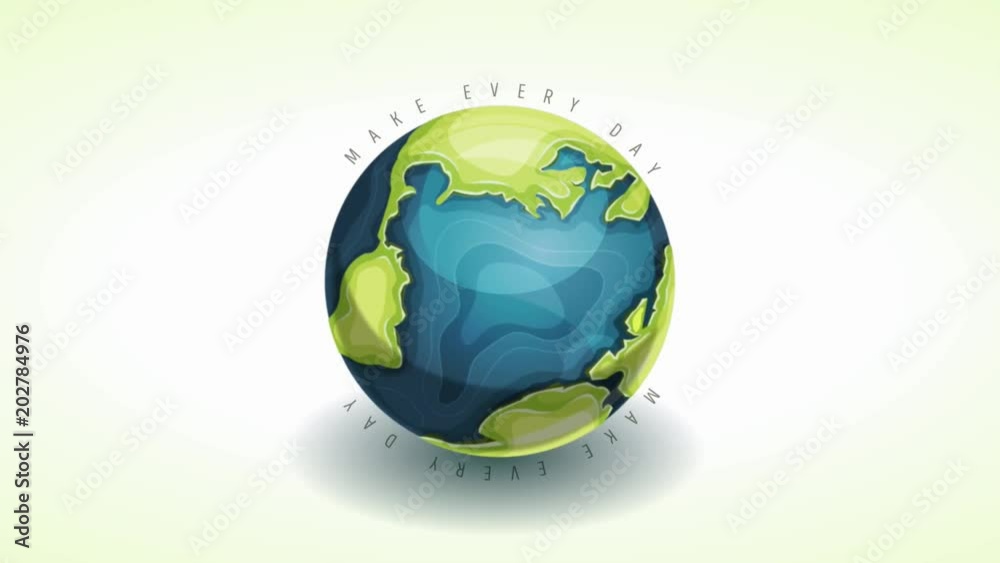 Happy Earth Day Banner Animation Card/
Animated Motion graphic of a happy earth day banner, on cartoon earth rotating, for april 22 world environment safety celebration
