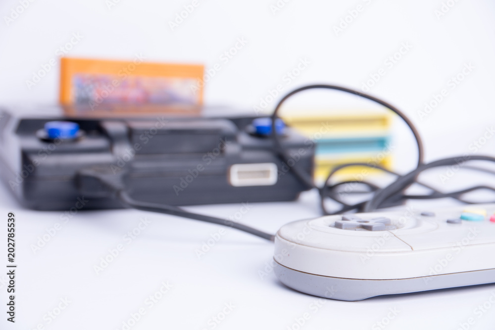 Very old console on a white background Very old console on a white background
