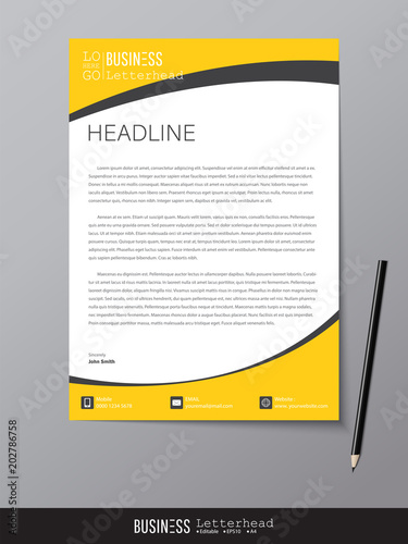 Letterhead design template and mockup minimalist style vector. Design for business or letter layout, brochure, template, newsletter, document or presentation and other.