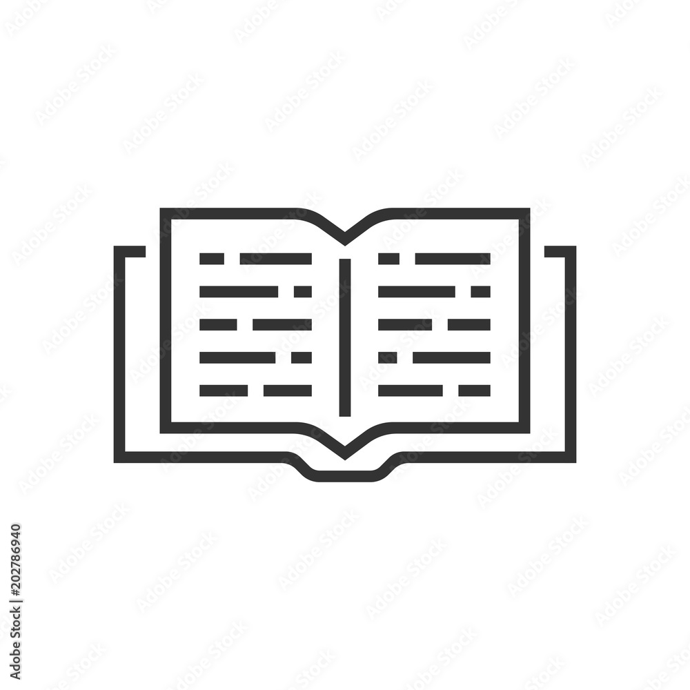 Open book icon in flat style. Text book illustration on white isolated background. Education library business concept. Open book icon in flat style. Text book illustration on white isolated background. Education library business concept.