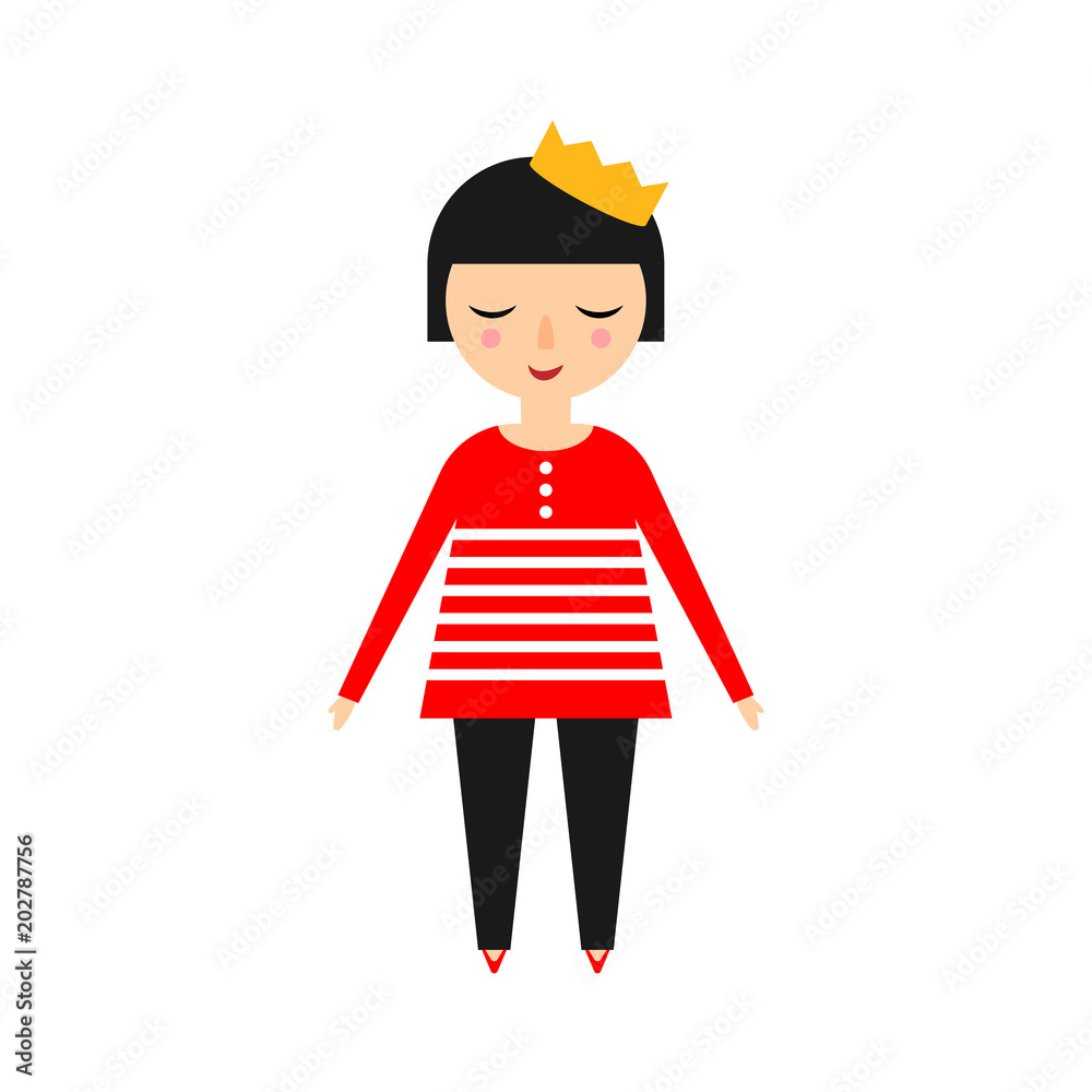 Cute girl icon in flat style. Woman character illustration on white isolated background. Cartoon girl business concept. Cute girl icon in flat style. Woman character illustration on white isolated background. Cartoon girl business concept.