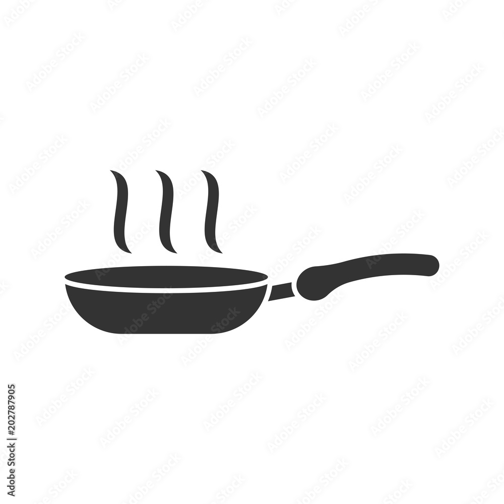 Frying pan icon in flat style. Cooking pan illustration on white isolated background. Skillet kitchen equipment business concept. Frying pan icon in flat style. Cooking pan illustration on white isolated background. Skillet kitchen equipment business concept.