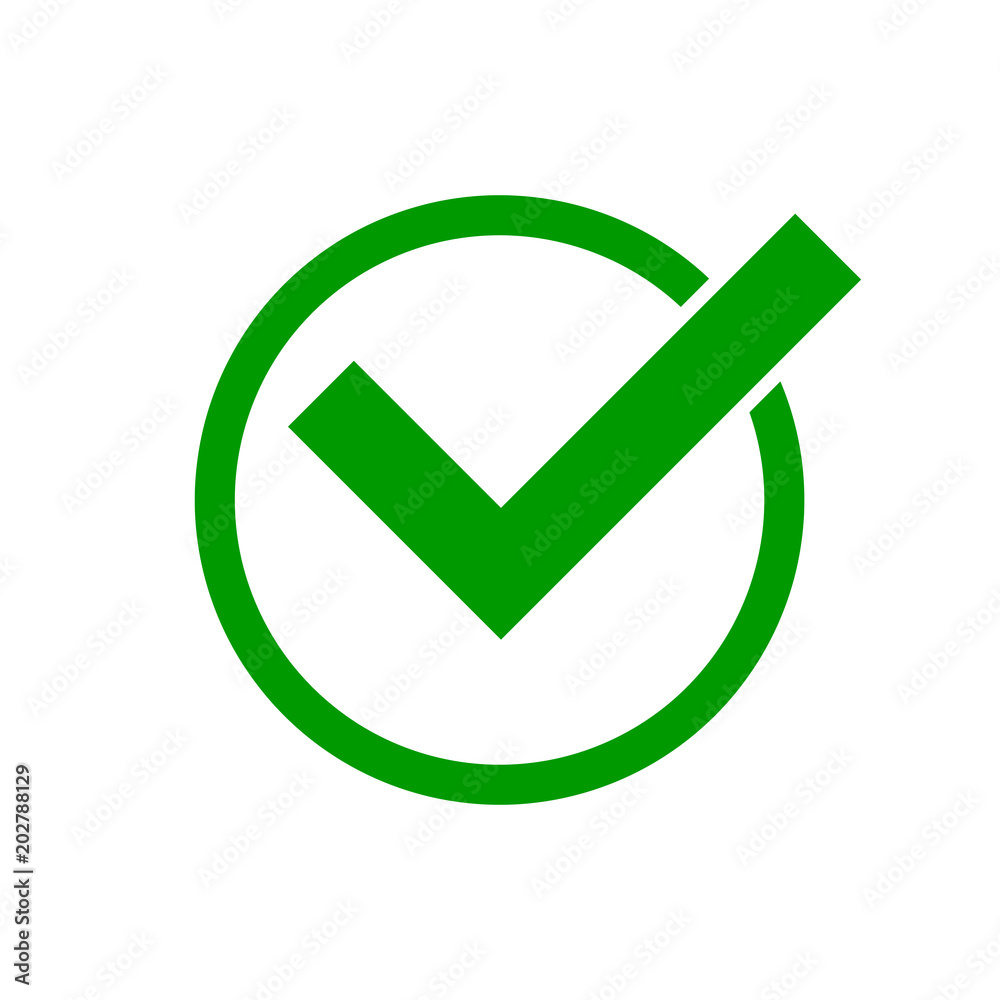 Green check mark icon in a circle. Check list button icon Green check mark icon in a circle. Check list button icon